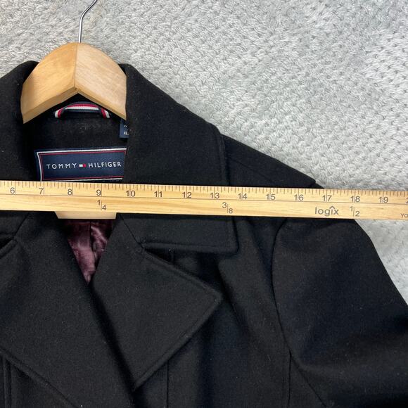Tommy Hilfiger Womens Peacoat Wool Blend Sailor Coat Double Breast Lined Blk XL - Picture 10 of 16